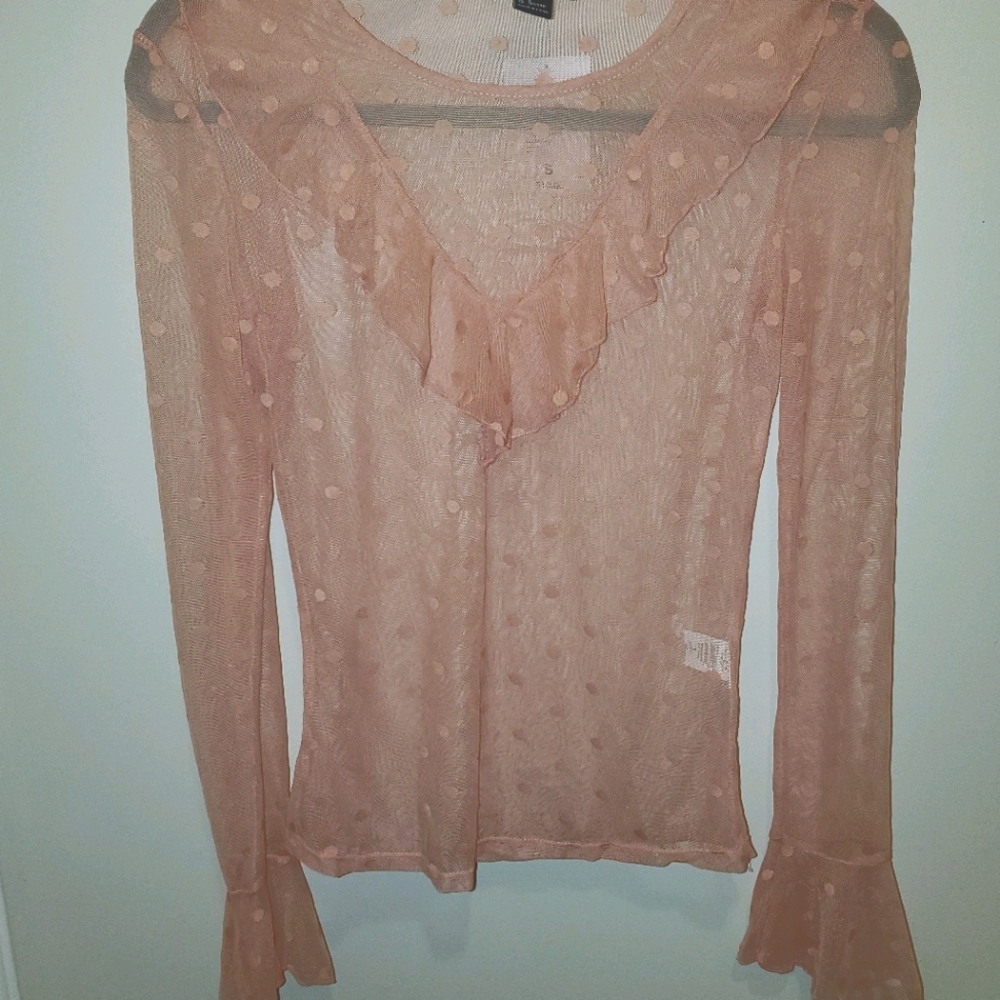 F21 Sheer top with dot and ruffle detail